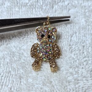Teddy Bear in Champagne & Black Austrian Crystals Pendant